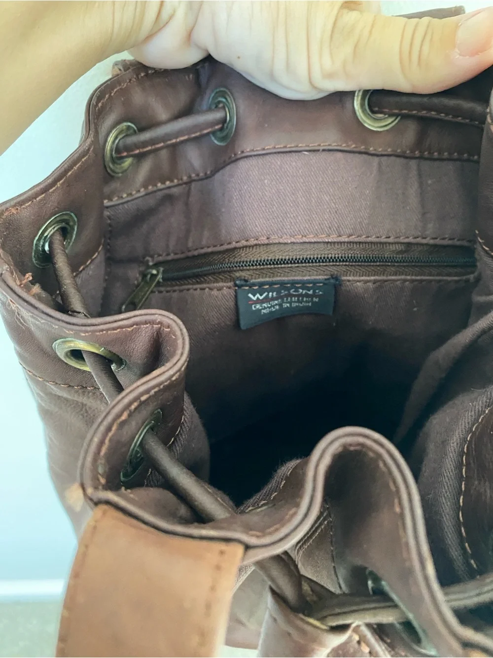 Vintage Wilson’s Leather Espresso Bucket Sling Bag